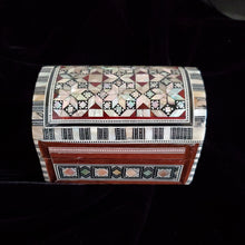 Load image into Gallery viewer, Small Dome Top Wooden Mother of Pearl inlaid Jewelry / Trinket Box (Item# E1000089)