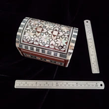 Load image into Gallery viewer, Small Dome Top Wooden Mother of Pearl inlaid Jewelry / Trinket Box (Item# E1000089)