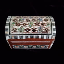 Load image into Gallery viewer, Small Dome Top Wooden Mother of Pearl inlaid Jewelry / Trinket Box (Item# E1000036)