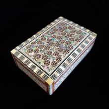 Load image into Gallery viewer, Medium Flat Top Wooden Mother of Pearl inlaid Jewelry / Trinket Box (item# E1000086)