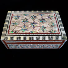 Load image into Gallery viewer, Medium Flat Top Wooden Mother of Pearl inlaid Jewelry / Trinket Box (item# E1000087)