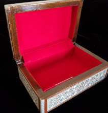 Load image into Gallery viewer, Medium Flat Top Wooden Mother of Pearl inlaid Jewelry / Trinket Box (item# E1000087)