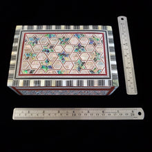 Load image into Gallery viewer, Medium Flat Top Wooden Mother of Pearl inlaid Jewelry / Trinket Box (item# E1000087)