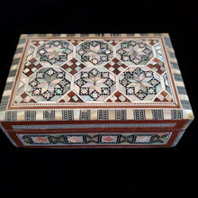 Load image into Gallery viewer, Medium Flat Top Wooden Mother of Pearl inlaid Jewelry / Trinket Box (item# E1000034)