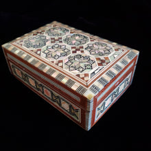 Load image into Gallery viewer, Medium Flat Top Wooden Mother of Pearl inlaid Jewelry / Trinket Box (item# E1000034)
