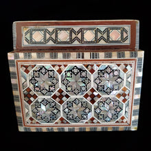 Load image into Gallery viewer, Medium Flat Top Wooden Mother of Pearl inlaid Jewelry / Trinket Box (item# E1000034)