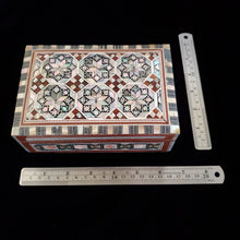 Load image into Gallery viewer, Medium Flat Top Wooden Mother of Pearl inlaid Jewelry / Trinket Box (item# E1000034)