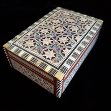 Load image into Gallery viewer, Medium Flat Top Wooden Mother of Pearl inlaid Jewelry / Trinket Box (item# E1000085)
