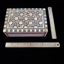 Load image into Gallery viewer, Medium Flat Top Wooden Mother of Pearl inlaid Jewelry / Trinket Box (item# E1000085)