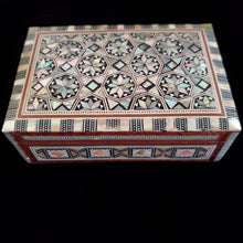 Load image into Gallery viewer, Medium Flat Top Wooden Mother of Pearl inlaid Jewelry / Trinket Box (item# E1000033)