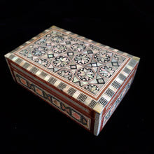 Load image into Gallery viewer, Medium Flat Top Wooden Mother of Pearl inlaid Jewelry / Trinket Box (item# E1000033)