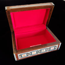 Load image into Gallery viewer, Medium Flat Top Wooden Mother of Pearl inlaid Jewelry / Trinket Box (item# E1000033)