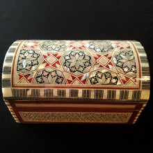 Load image into Gallery viewer, Medium Dome Top Wooden Mother of Pearl inlaid Jewelry / Trinket Box (item# E1000093)