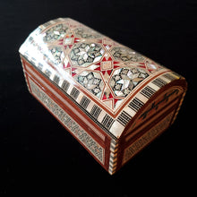 Load image into Gallery viewer, Medium Dome Top Wooden Mother of Pearl inlaid Jewelry / Trinket Box (item# E1000039)