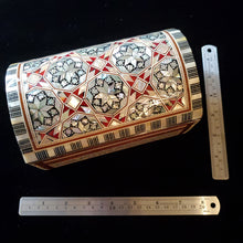 Load image into Gallery viewer, Medium Dome Top Wooden Mother of Pearl inlaid Jewelry / Trinket Box (item# E1000039)