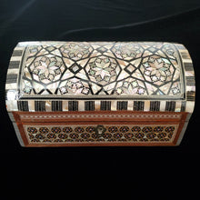 Load image into Gallery viewer, Large Dome Top Wooden Mother of Pearl inlaid Jewelry / Trinket Box (item# E1000094)