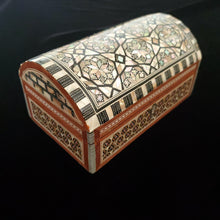 Load image into Gallery viewer, Large Dome Top Wooden Mother of Pearl inlaid Jewelry / Trinket Box (item# E1000094)