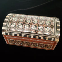 Load image into Gallery viewer, Large Dome Top Wooden Mother of Pearl inlaid Jewelry / Trinket Box (item# E1000041)