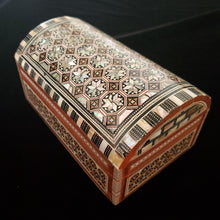 Load image into Gallery viewer, Large Dome Top Wooden Mother of Pearl inlaid Jewelry / Trinket Box (item# E1000041)