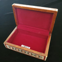 Load image into Gallery viewer, Large Flat Top Wooden Mother of Pearl inlaid Jewelry / Trinket Box (item# E1000088)