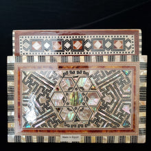 Load image into Gallery viewer, Large Flat Top Wooden Mother of Pearl inlaid Jewelry / Trinket Box (item# E1000088)