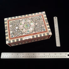 Load image into Gallery viewer, Large Flat Top Wooden Mother of Pearl inlaid Jewelry / Trinket Box (item# E1000088)