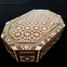 Load image into Gallery viewer, Large Flat Top Wooden Mother of Pearl inlaid Jewelry / Trinket Box (item# E1000095)