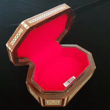 Load image into Gallery viewer, Large Flat Top Wooden Mother of Pearl inlaid Jewelry / Trinket Box (item# E1000096)