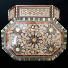 Load image into Gallery viewer, Large Flat Top Wooden Mother of Pearl inlaid Jewelry / Trinket Box (item# E1000096)