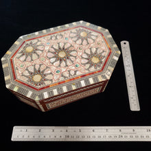 Load image into Gallery viewer, Large Flat Top Wooden Mother of Pearl inlaid Jewelry / Trinket Box (item# E1000096)