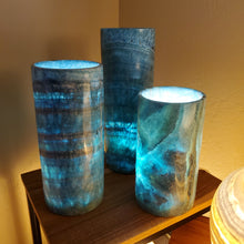 Load image into Gallery viewer, Blue Cylinder Alabaster Lamps