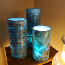 Load image into Gallery viewer, Blue Cylinder Alabaster Lamps
