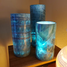 Load image into Gallery viewer, Blue Cylinder Alabaster Lamps