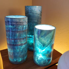 Load image into Gallery viewer, Blue Cylinder Alabaster Lamps