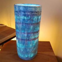 Load image into Gallery viewer, Blue Cylinder Alabaster Lamps