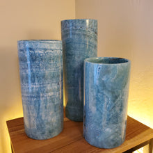 Load image into Gallery viewer, Blue Cylinder Alabaster Lamps