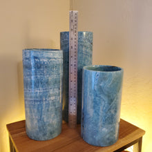 Load image into Gallery viewer, Blue Cylinder Alabaster Lamps