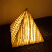 Load image into Gallery viewer, Large Natural Alabaster Pyramid Lamp (Item# E1000082)