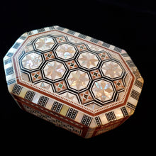 Load image into Gallery viewer, Small Wooden Mother of Pearl inlaid Jewelry / Trinket Box (Item# E1000184)