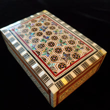 Load image into Gallery viewer, Medium Flat Top Wooden Mother of Pearl inlaid Jewelry / Trinket Box (item# E1000186)