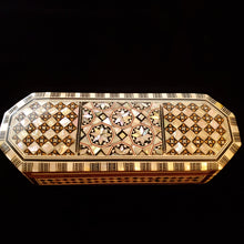 Load image into Gallery viewer, Long Flat Top Wooden Mother of Pearl inlaid Jewelry / Trinket Box (item# E1000187)