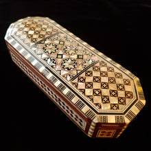 Load image into Gallery viewer, Long Flat Top Wooden Mother of Pearl inlaid Jewelry / Trinket Box (item# E1000187)