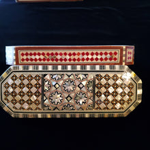 Load image into Gallery viewer, Long Flat Top Wooden Mother of Pearl inlaid Jewelry / Trinket Box (item# E1000187)