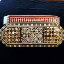 Load image into Gallery viewer, Long Flat Top Wooden Mother of Pearl inlaid Jewelry / Trinket Box (item# E1000189)
