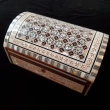 Load image into Gallery viewer, Giant Dome Top Wooden Mother of Pearl inlaid Jewelry / Trinket Box (item# E1000192)