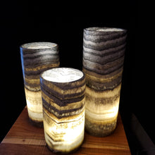 Load image into Gallery viewer, Gray Cylinder Alabaster Lamps