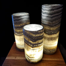 Load image into Gallery viewer, Gray Cylinder Alabaster Lamps