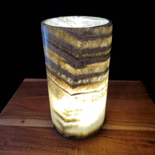 Load image into Gallery viewer, (Item# E1000193) Small Gray Cylinder Alabaster Lamp
