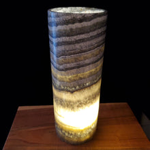 Load image into Gallery viewer, (Item# E1000195) Large Gray Cylinder Alabaster Lamp