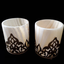 Load image into Gallery viewer, Alabaster Candle Holders with Arabian Base (Large)